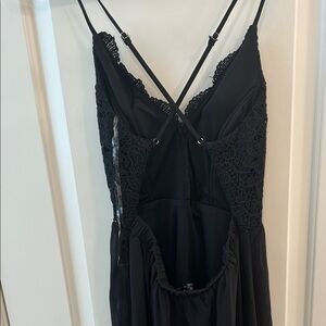 Black Lace Backless Dress
